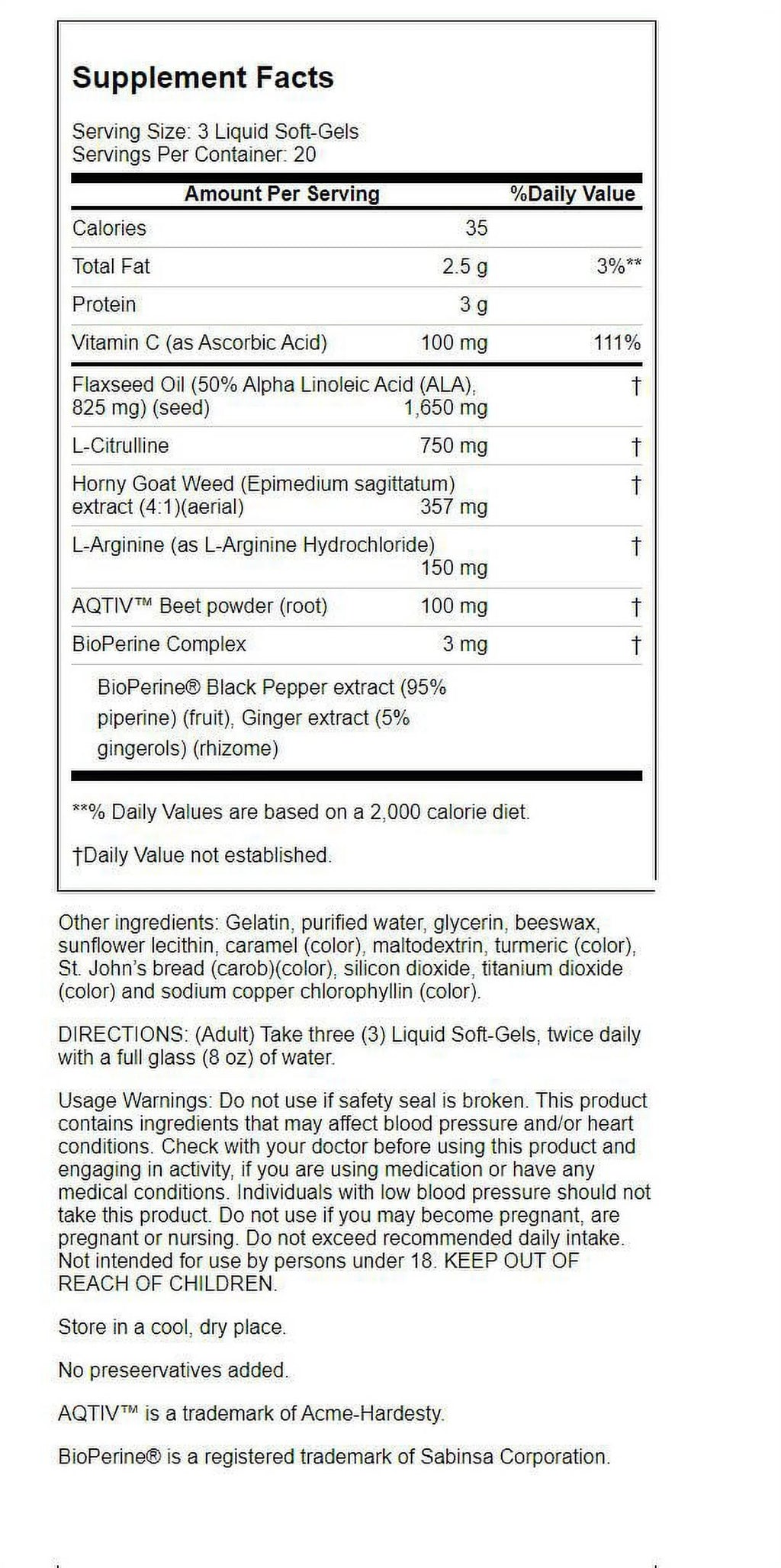 Horny Goat Weed with Nitric Oxide Booster 60 Sgels N354159