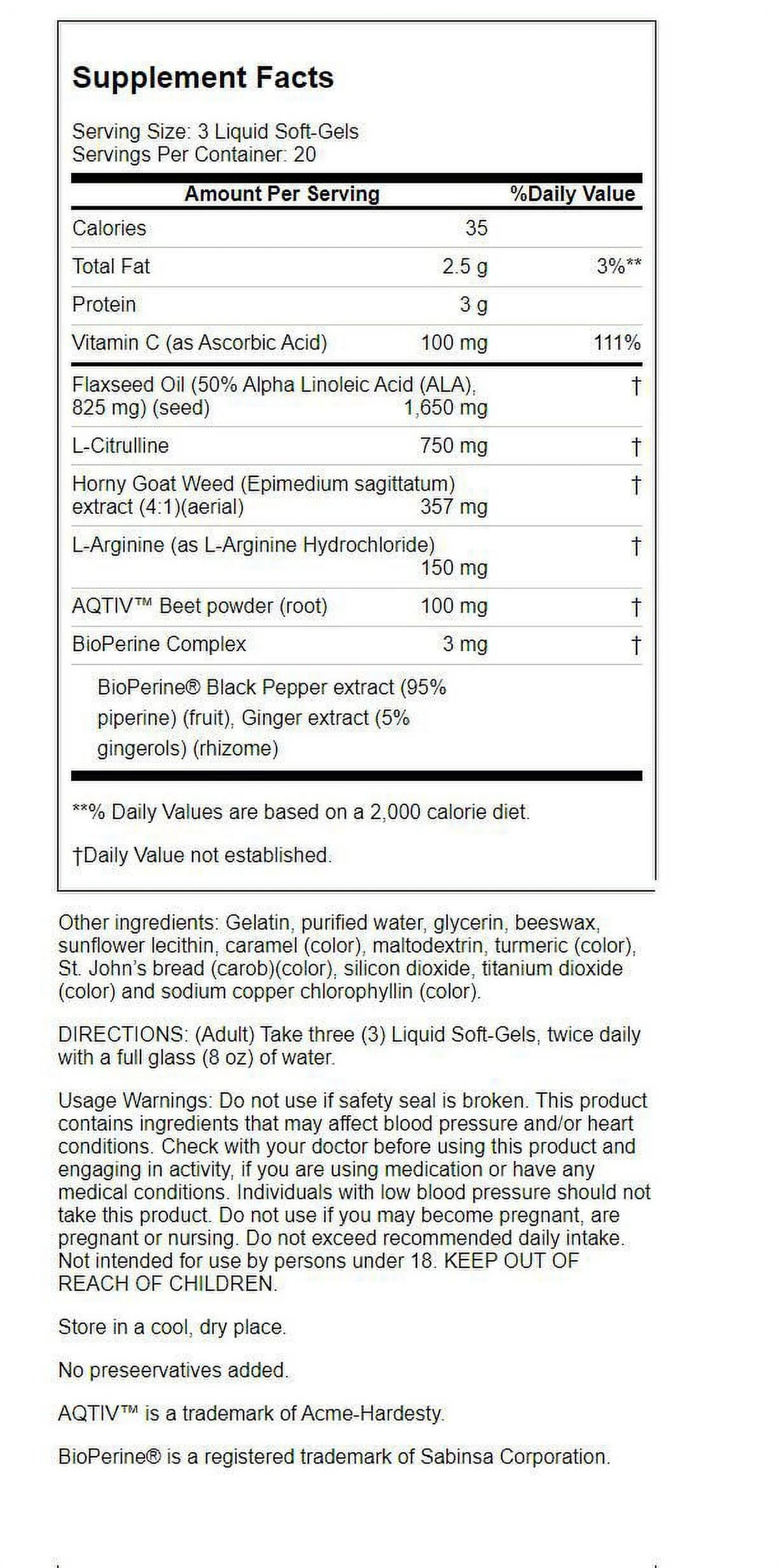 Horny Goat Weed with Nitric Oxide Booster 60 Sgels N354159