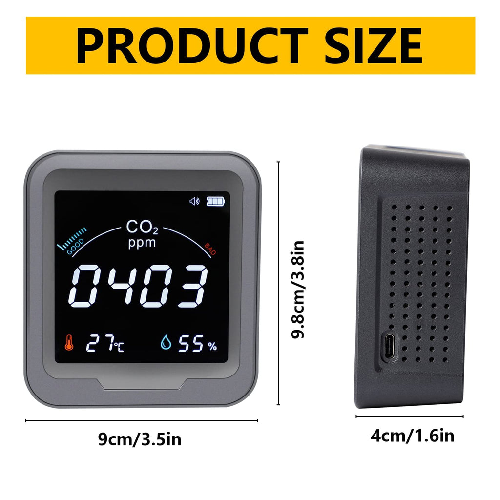 CO2 Monitor with Temperature and Relative Humidity, 400-5000ppm Range U143