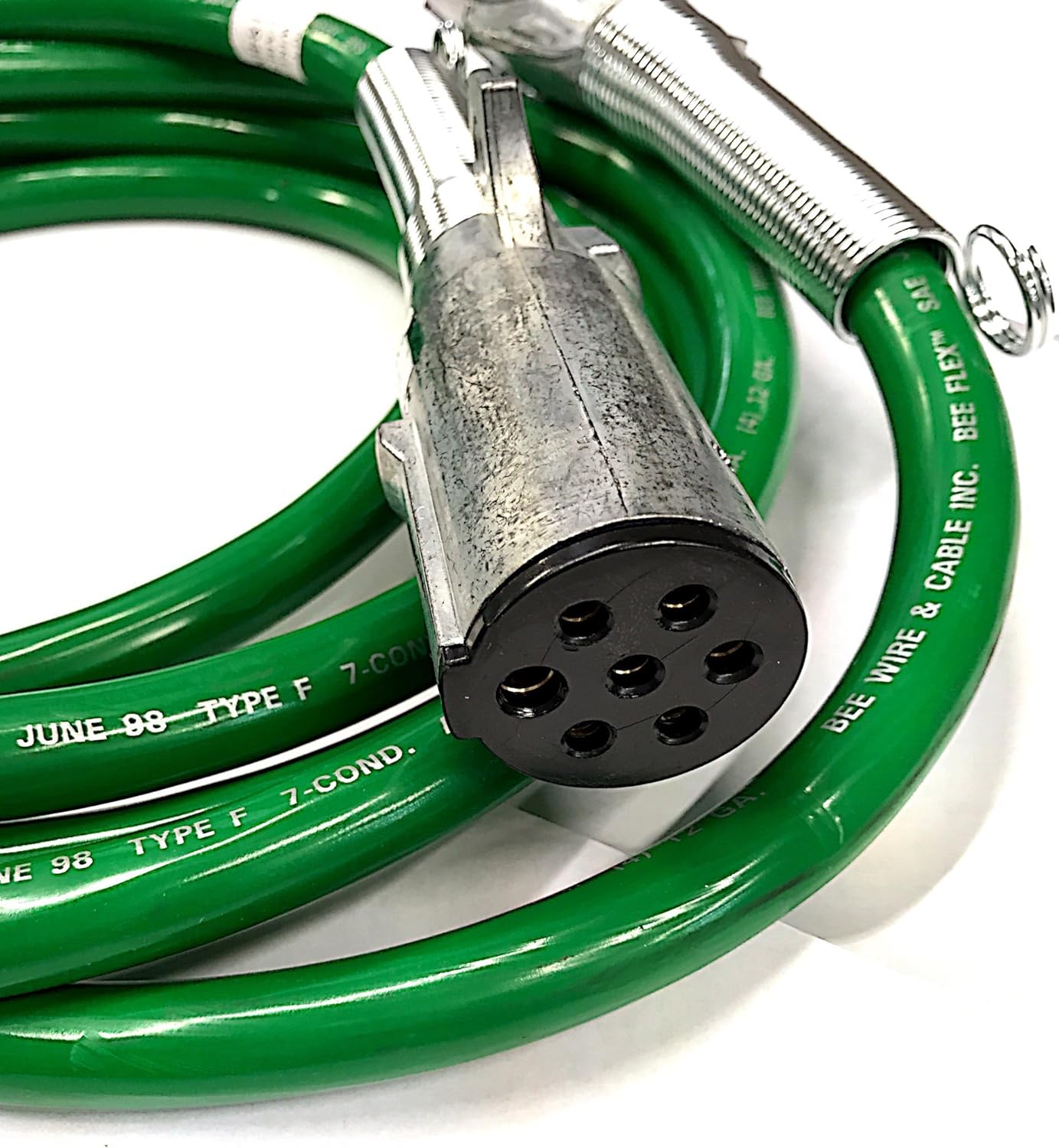 12 FT 7 Way Plug ABS Straight Cable Assembly Green A859