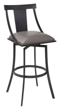 Matte Black Vintage Grey Faux Leather Bar Height Barstool S170