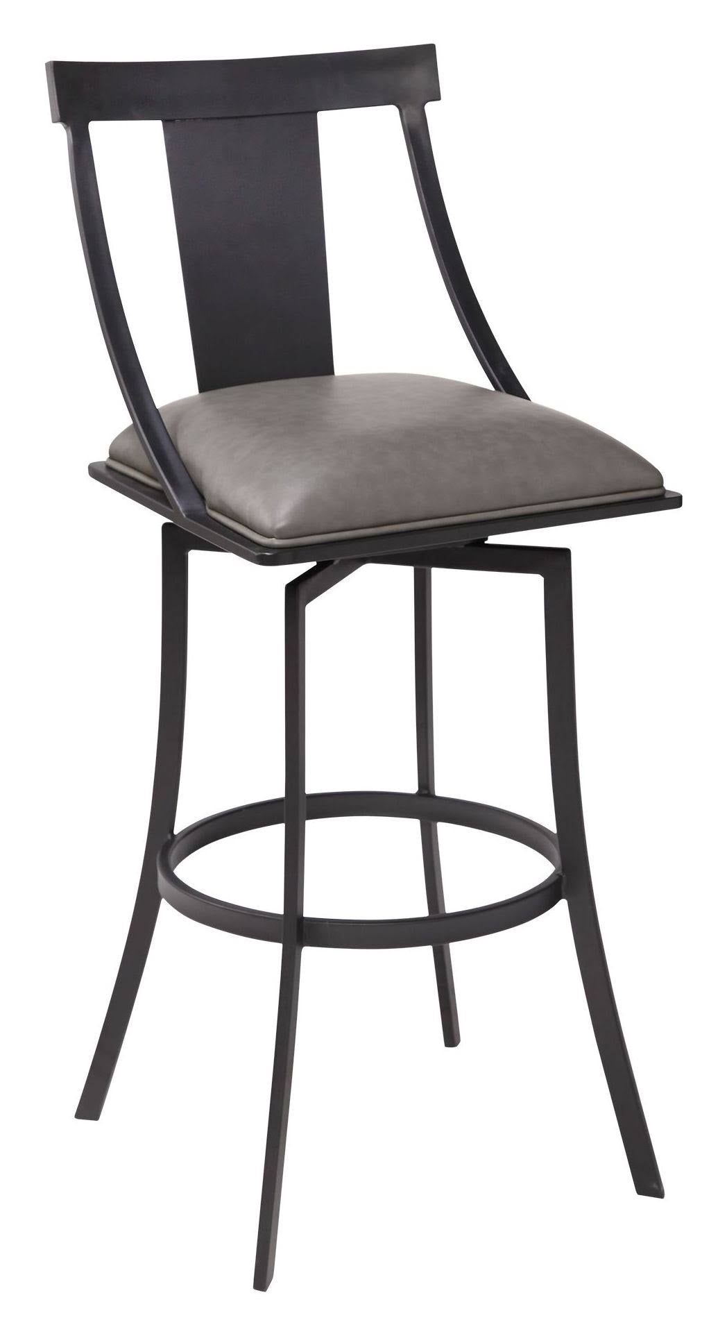 Matte Black Vintage Grey Faux Leather Bar Height Barstool S170