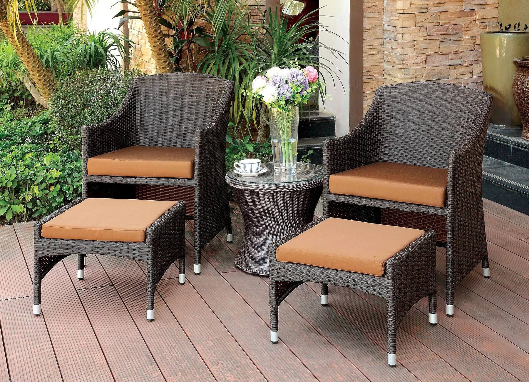 Espresso Arm Chair with Ottoman L804