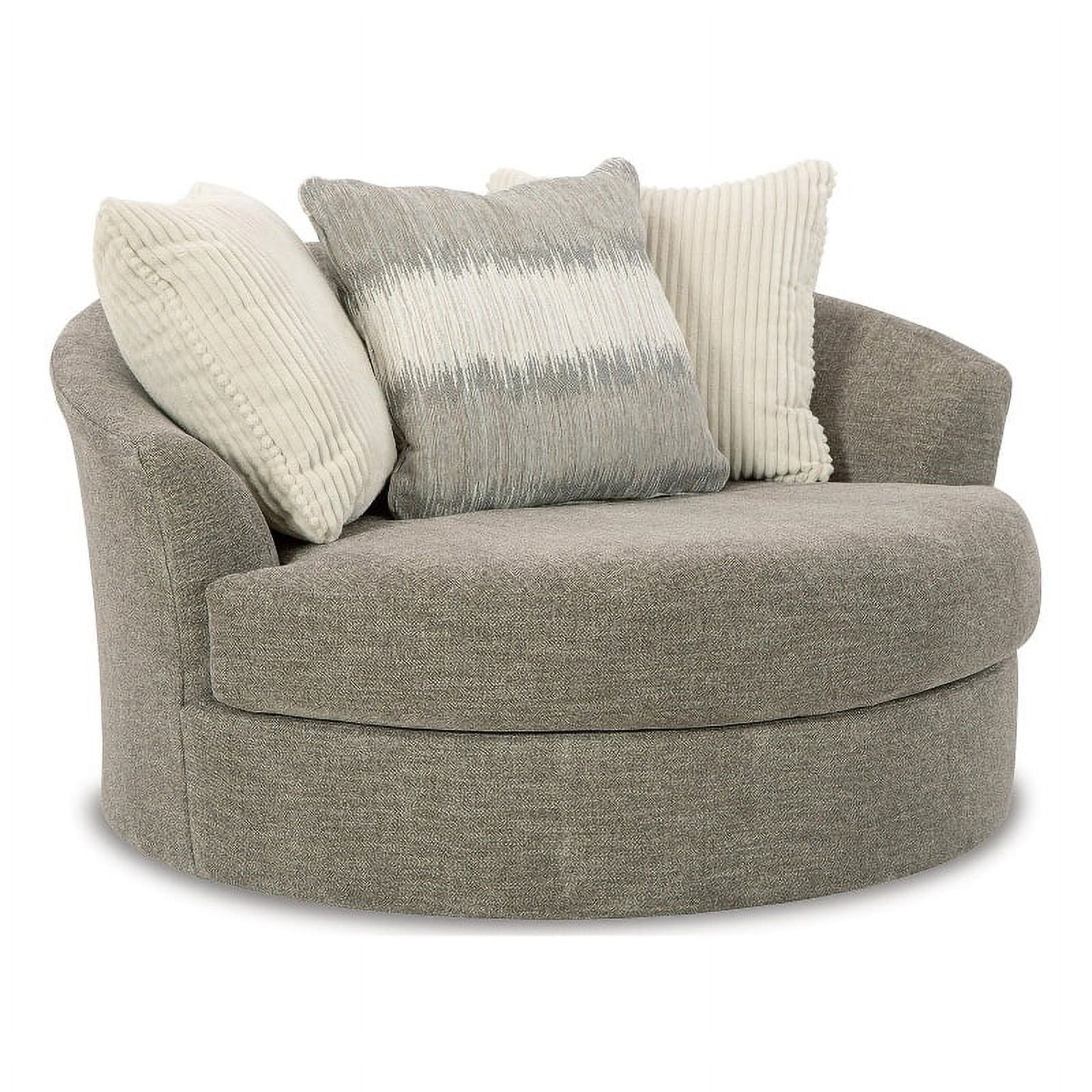 Oversized Swivel Fabric Accent Chair in Stone Gray X66361