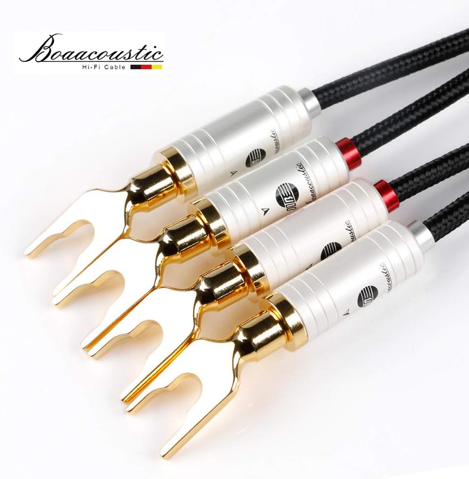 A Pair 4N OFC HiFi Speaker Cable, Gold Plated Connector 10ft/3M, 2 Cable Z148893