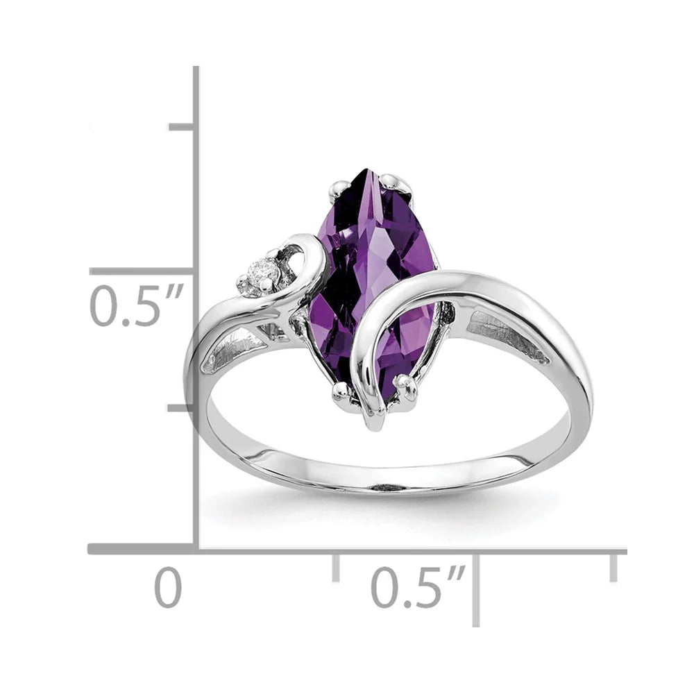 14 Karat White Gold Marquise Amethyst and Diamond Ring U206