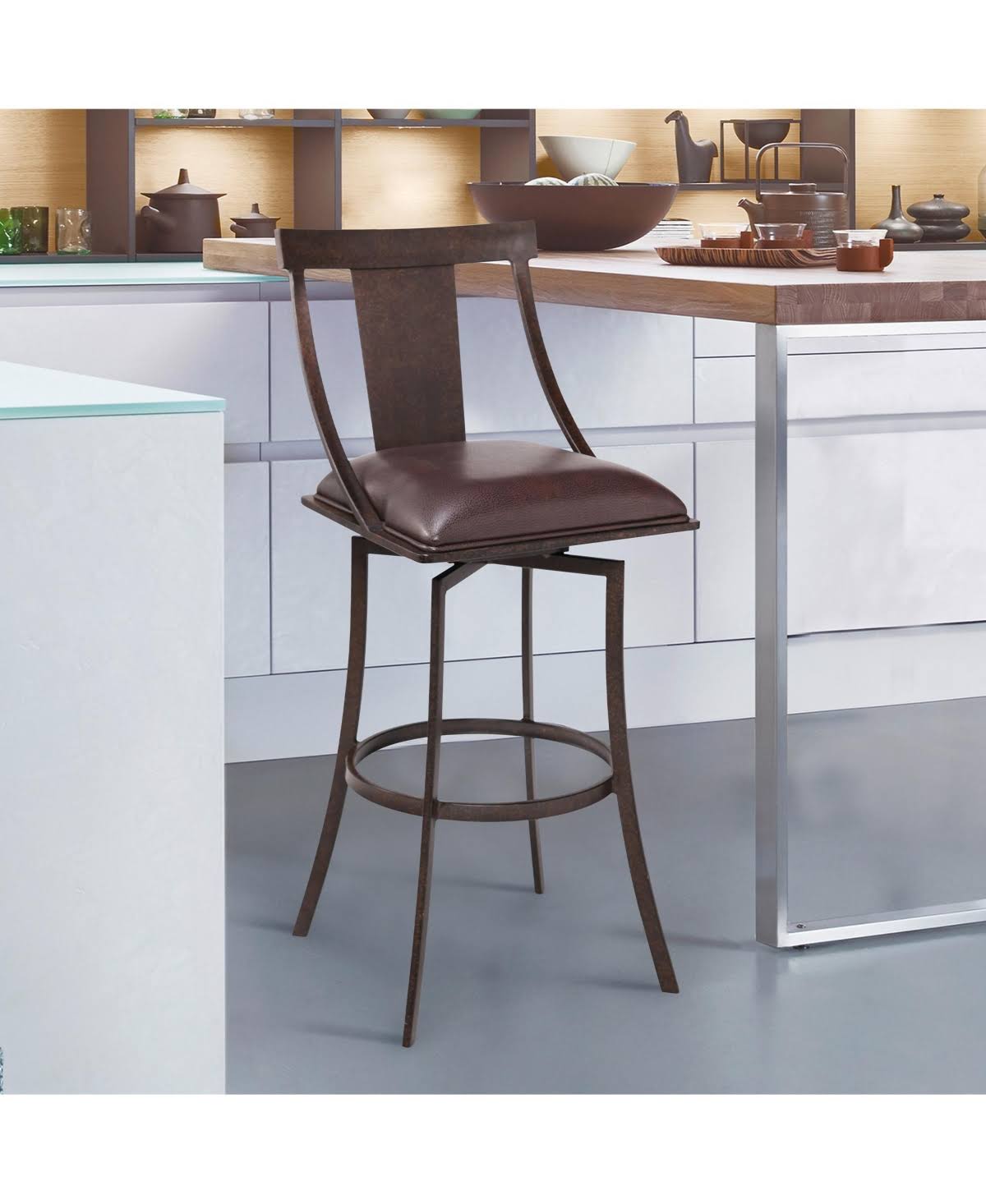 Matte Black Vintage Grey Faux Leather Bar Height Barstool S170