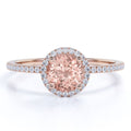 18K Gold Over Sterling Silver Morganite and Moissanite Engagement Ring Q893796