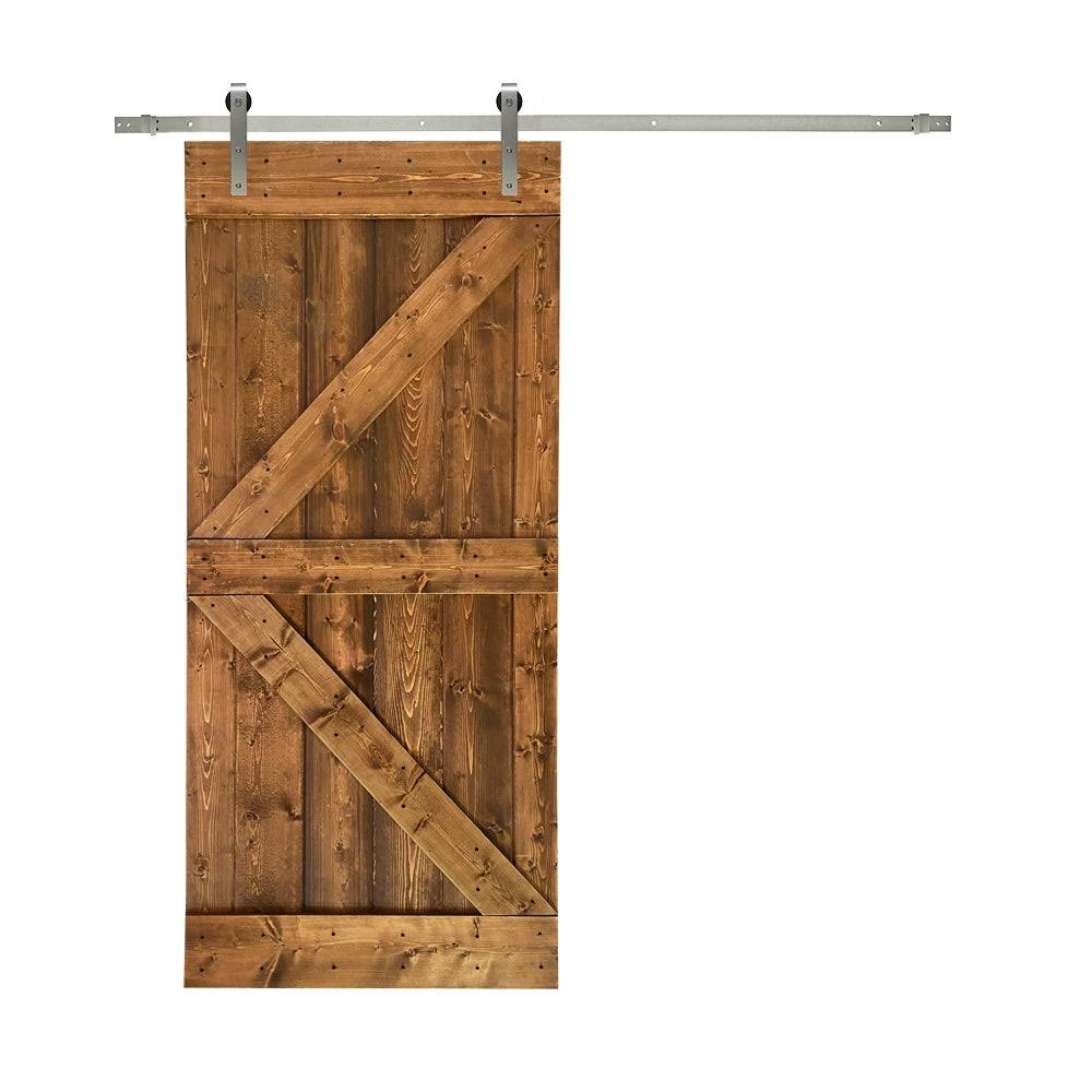 Solid White Stained Knotty Pine Wood Interior Sliding Barn Door with Hardware Kit L187
