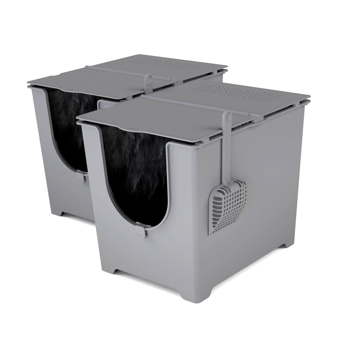 Gray Litter Box with Scoop and Reusable Liner (2-Pack) Q670994