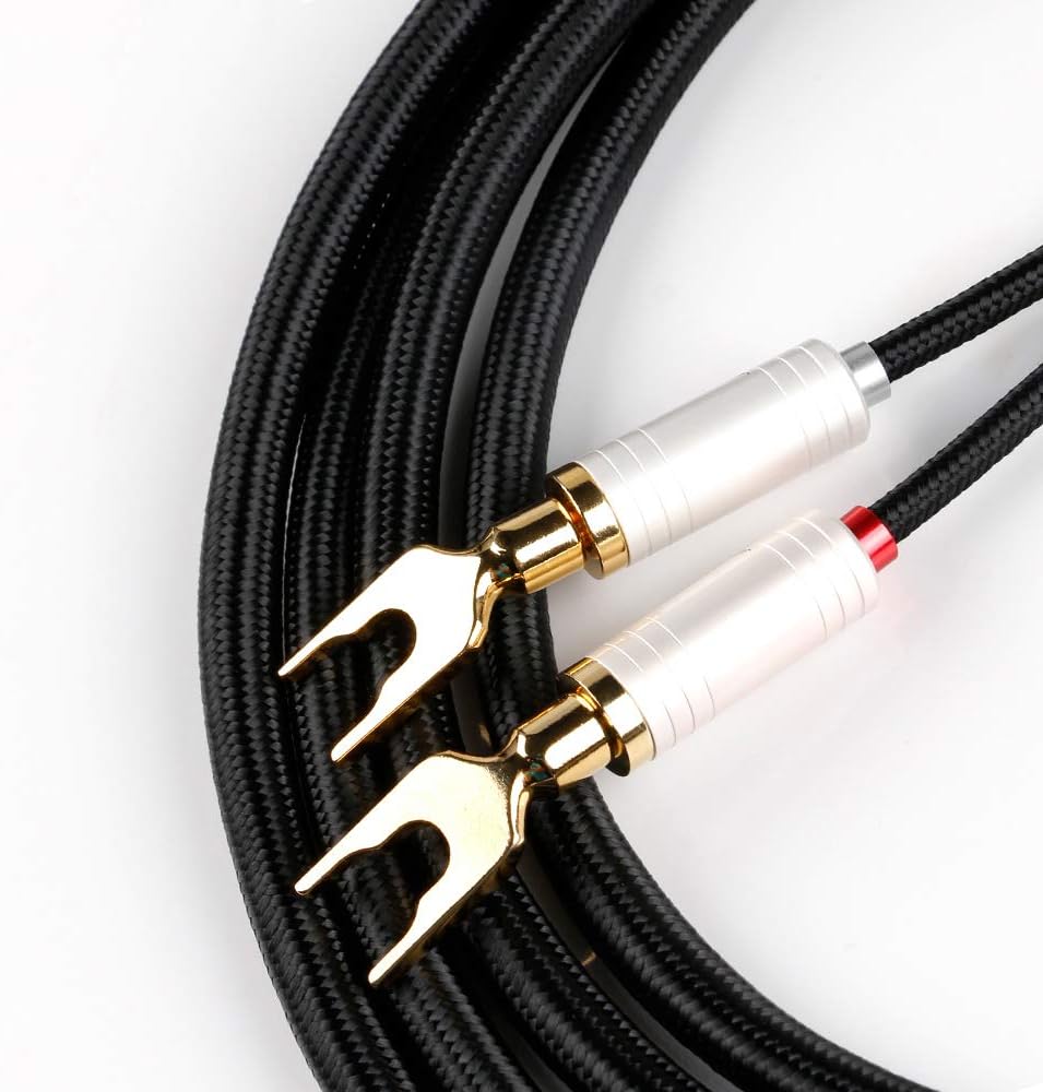 A Pair 4N OFC HiFi Speaker Cable, Gold Plated Connector 10ft/3M, 2 Cable Z148893