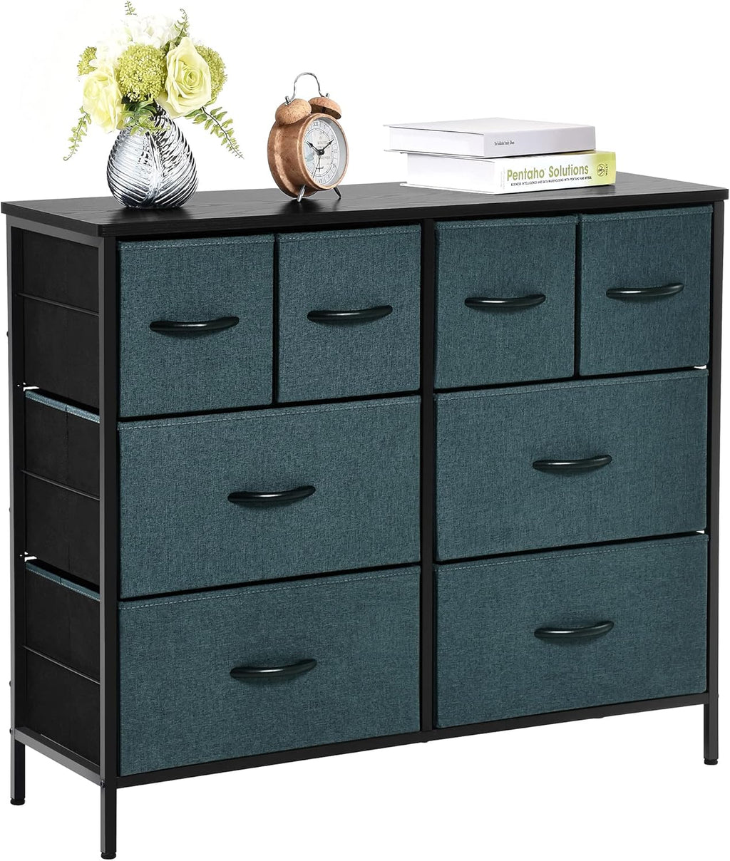 Grey Blue 8 Drawer Fabric Dresser Y55452