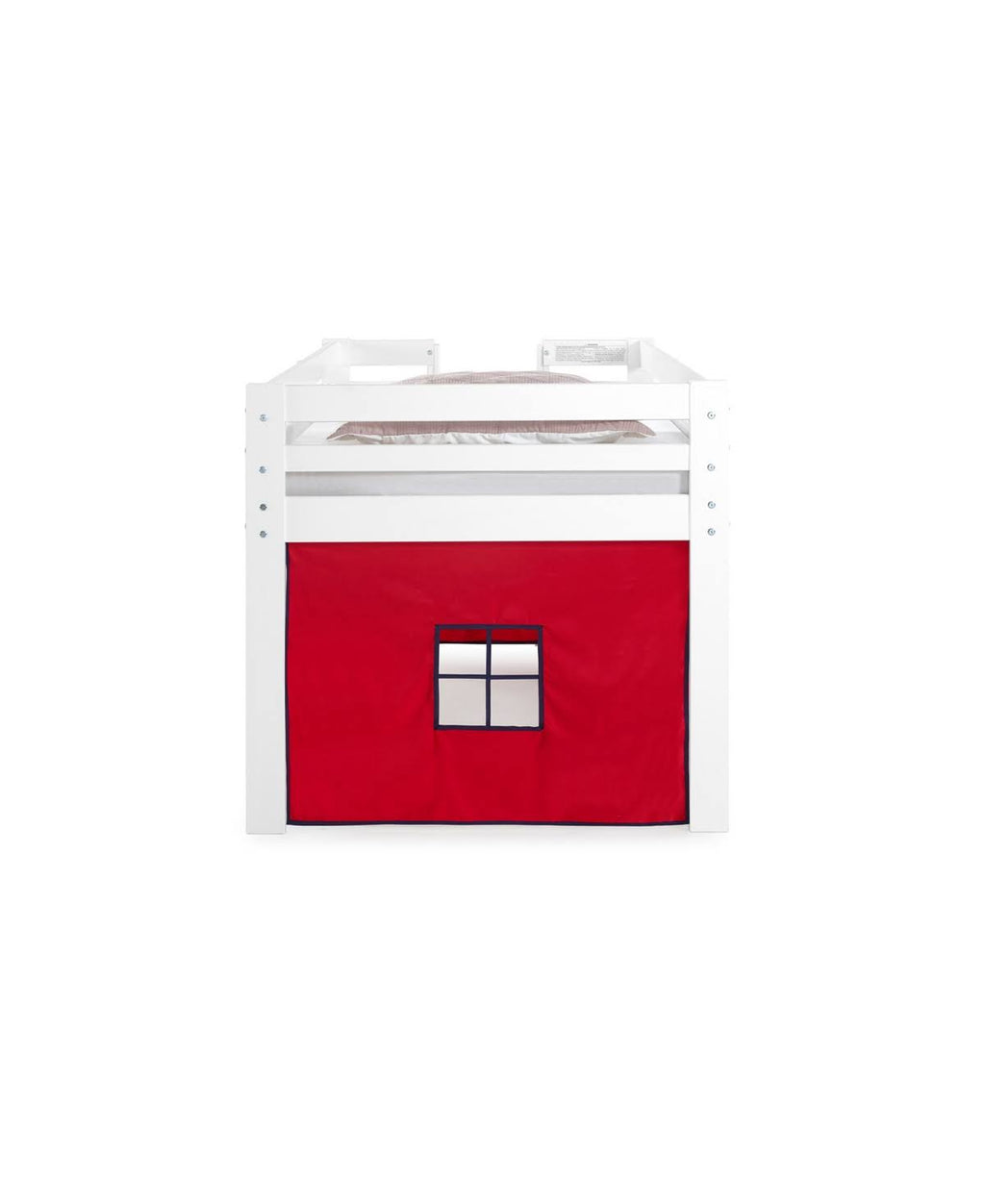 White Twin Junior Loft Bed with Playhouse Tent K137301