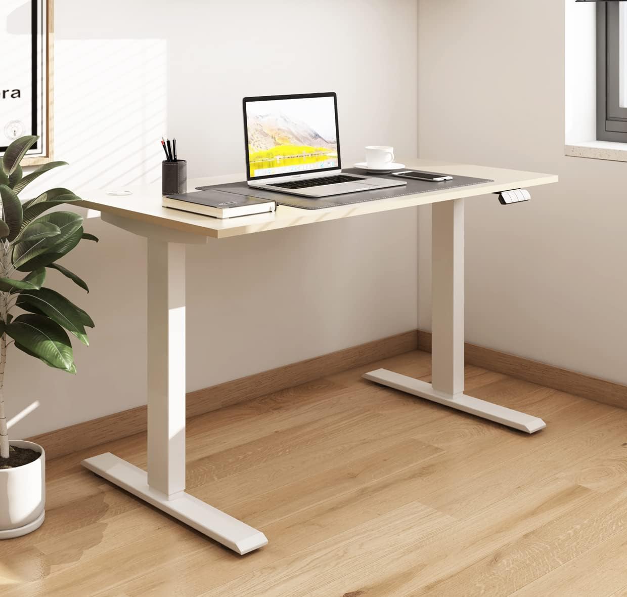 Dual Motor Sit Stand Desk 48 x 24 Inches Height Adjustable Electric Standing Desk with 3 Memory Preset Controller I123