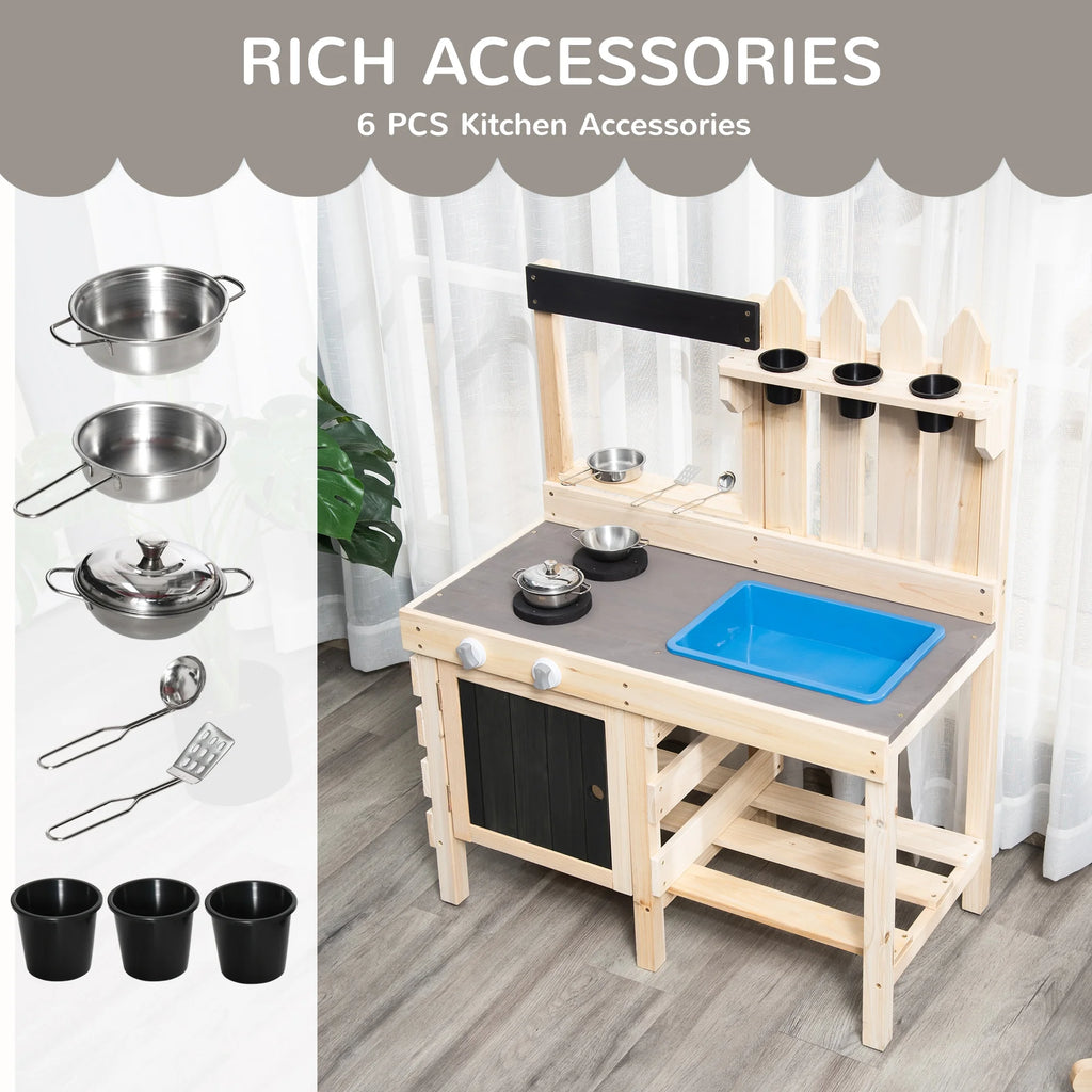 Outdoor Wooden Kitchen Play Set with Removable Sink X935698