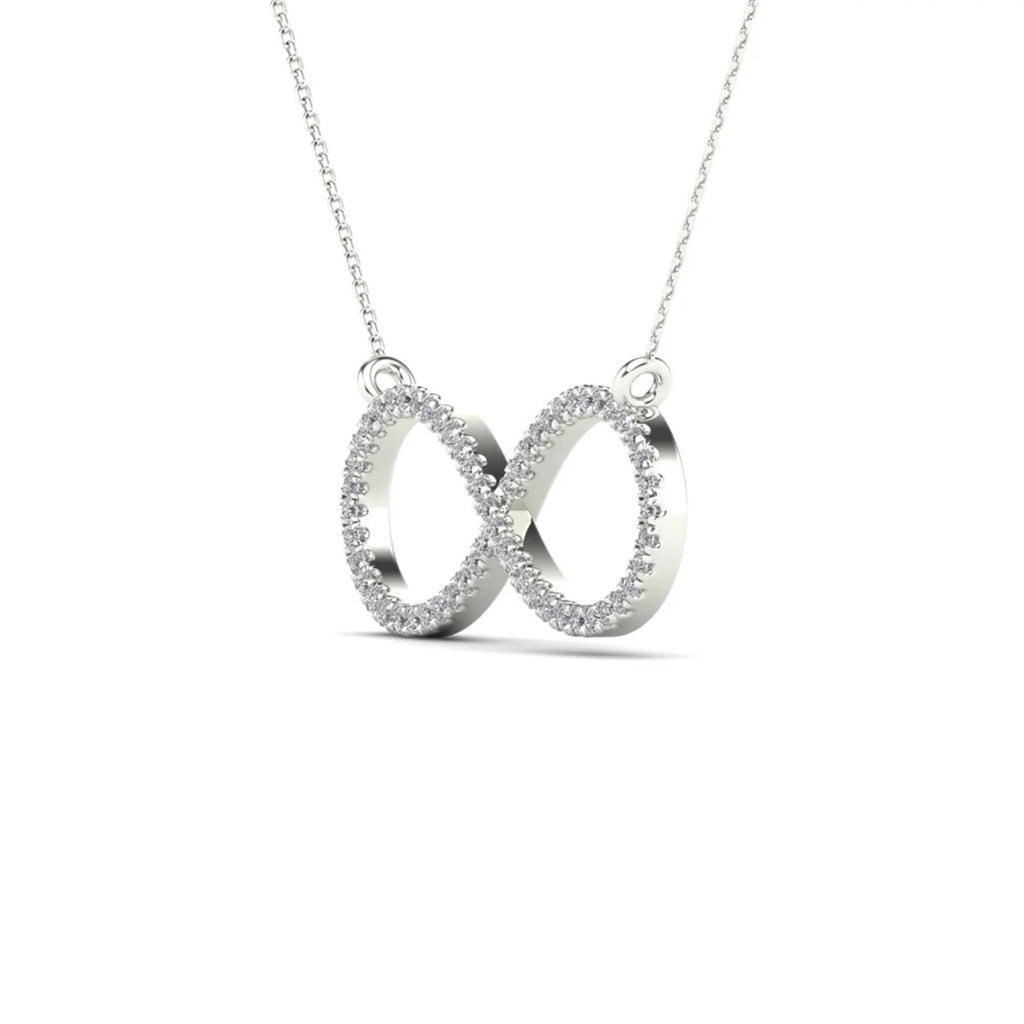 14K Real Solid Gold Diamond Infinity Necklace O185292