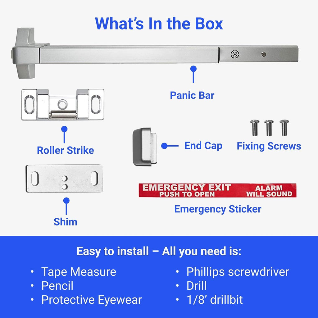 Alarmed Panic Bar Exit Device with Warning Stickers Y5199