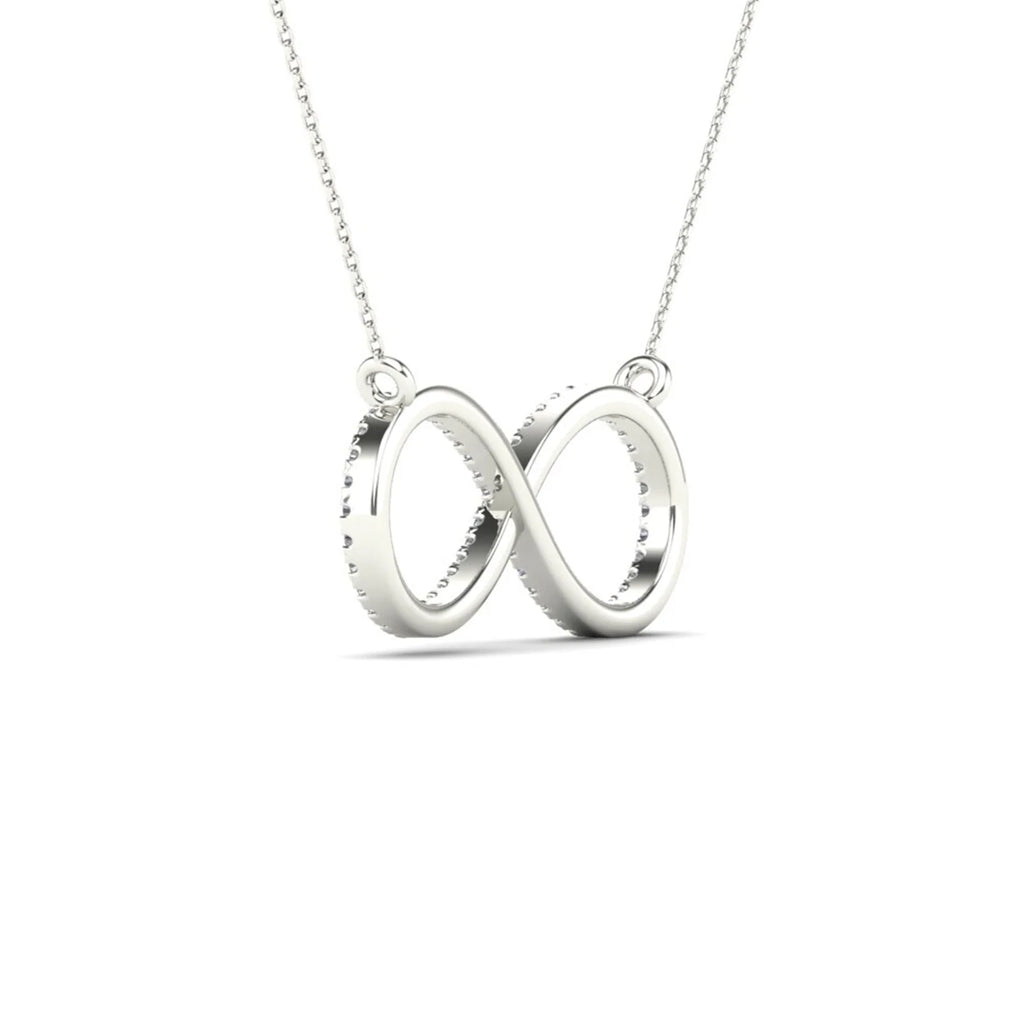 14K Real Solid Gold Diamond Infinity Necklace O185292