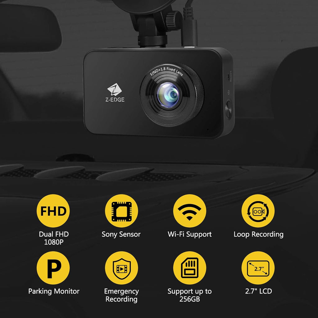 WiFi Dash Cam Front and Rear Dual Cam Car DVR Q80593