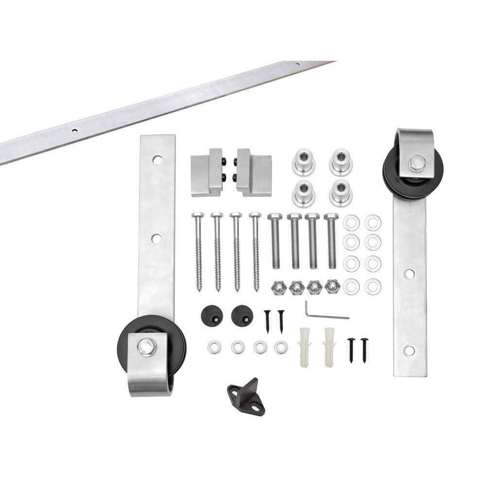 Weather Gray Stained Wood Interior Sliding Barn Door with Hardware Kit X7664
