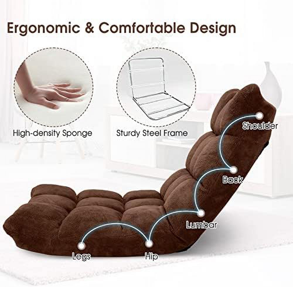 Tan Floor Chair with Back Support Folding Sofa Chair O329