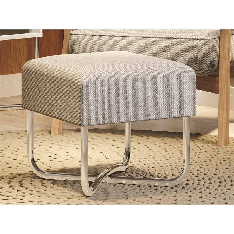 Light Gray Linen Fabric Bench U83287