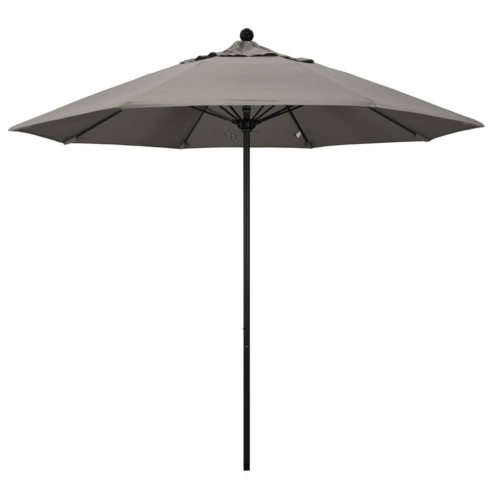 9 ft. Stone Black Aluminum Market Patio Umbrella with Manual Lift and Fiberglass Ribs S82877
