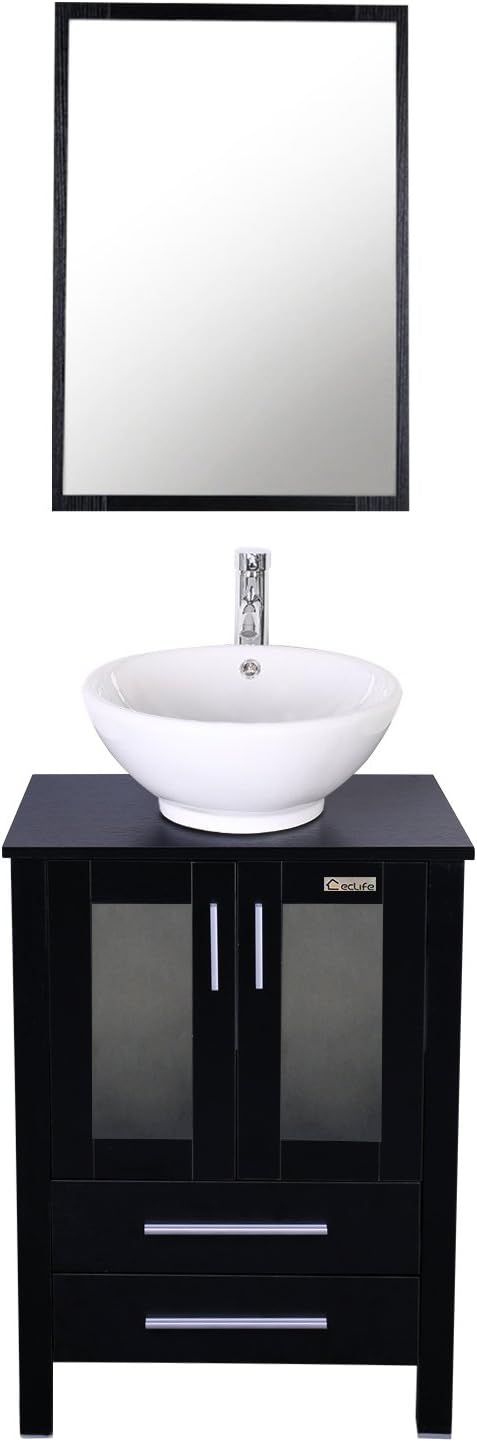 24'' White Bathroom Vanity and Sink Combo with Solid Brass Faucet K595