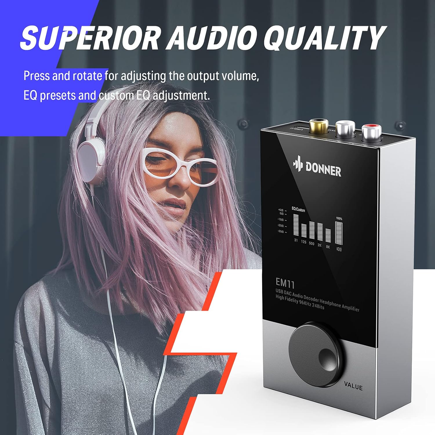 Headphone Amplifier DAC with OLED Display Screen V360
