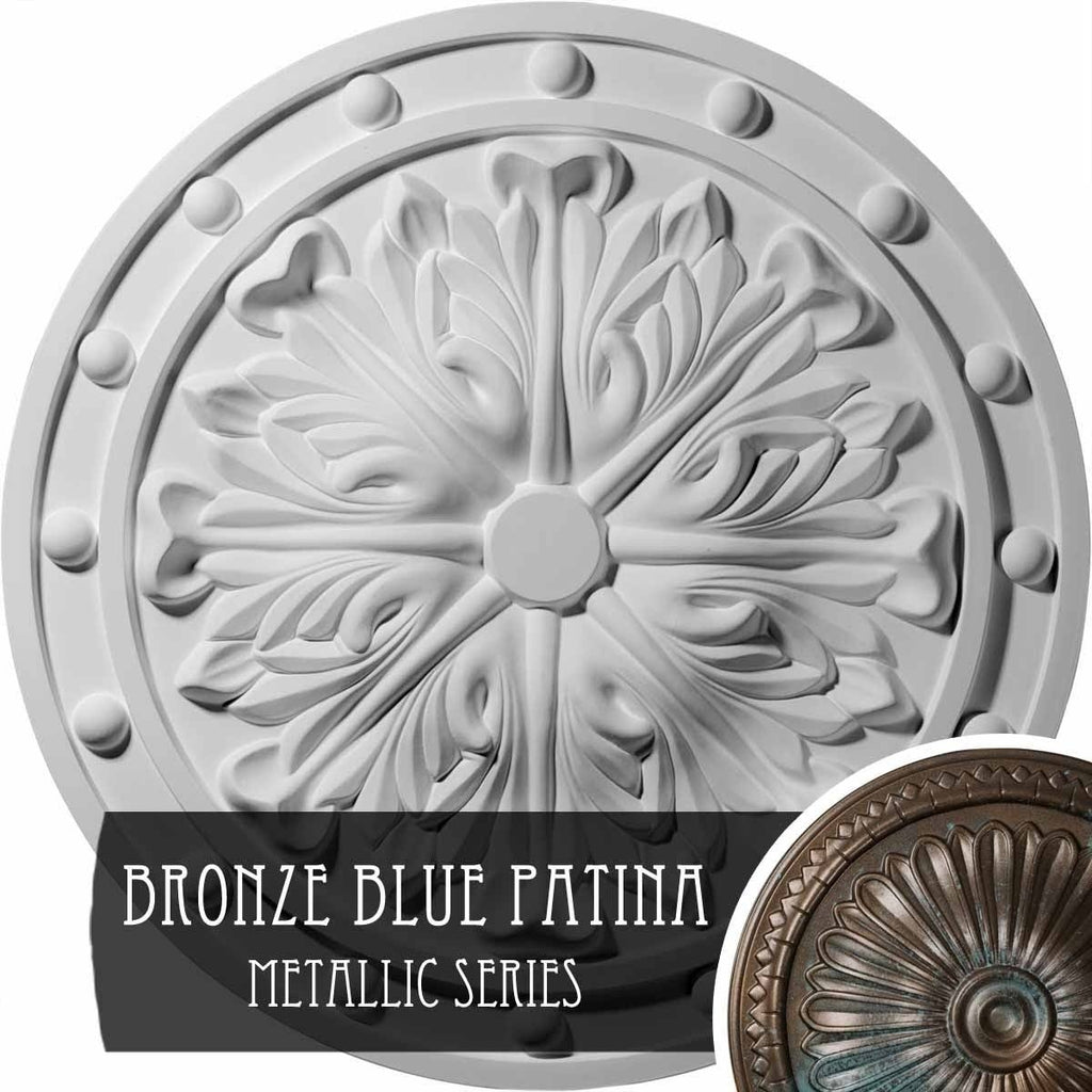Acanthus Leaf Ceiling Medallion, Hand-Painted Bronze Blue O1292