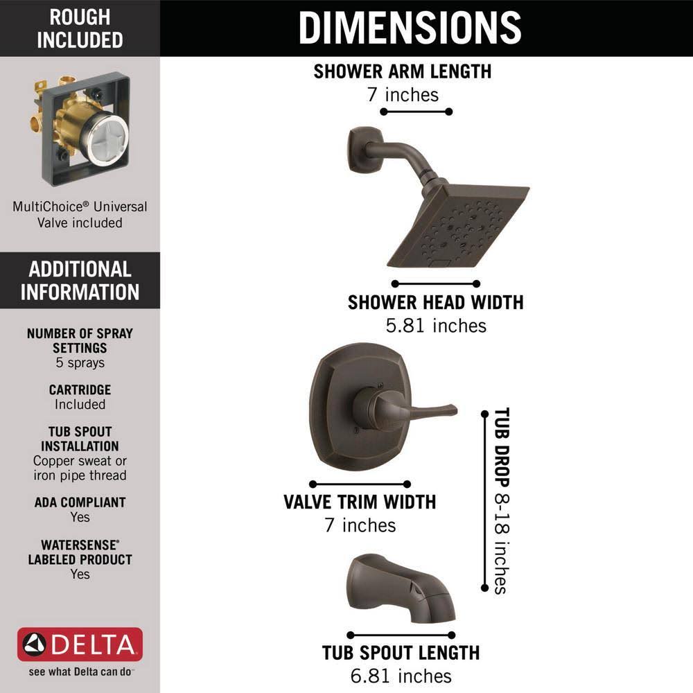 Single-Handle 5-Spray Tub and Shower Faucet in Venetian Bronze C8978