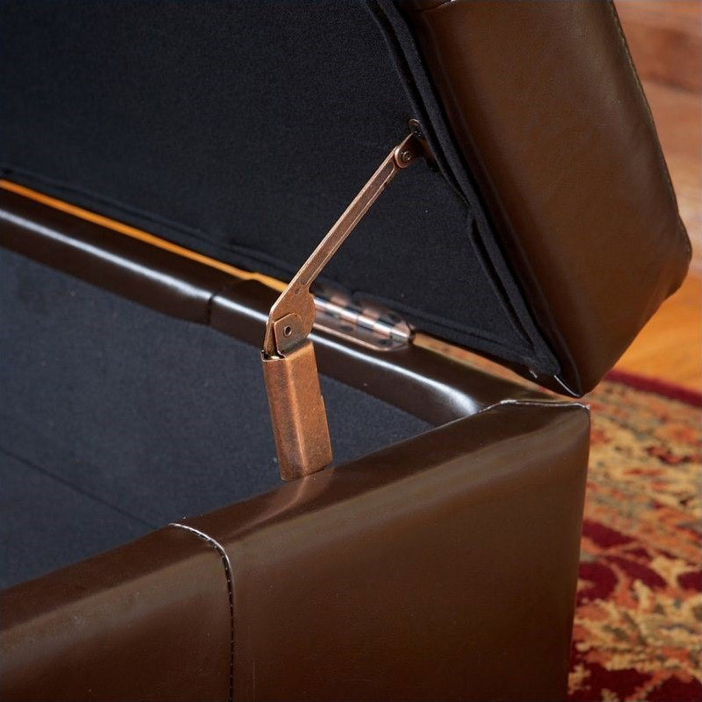 Leather Storage Ottoman in Brown Y6241