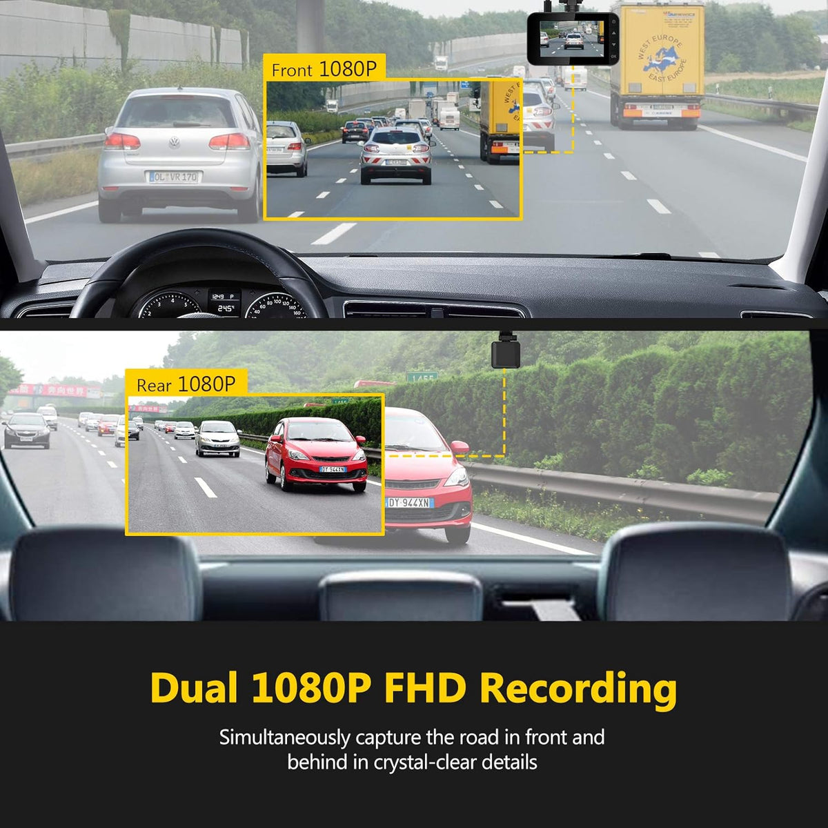 WiFi Dash Cam Front and Rear Dual Cam Car DVR Q80593