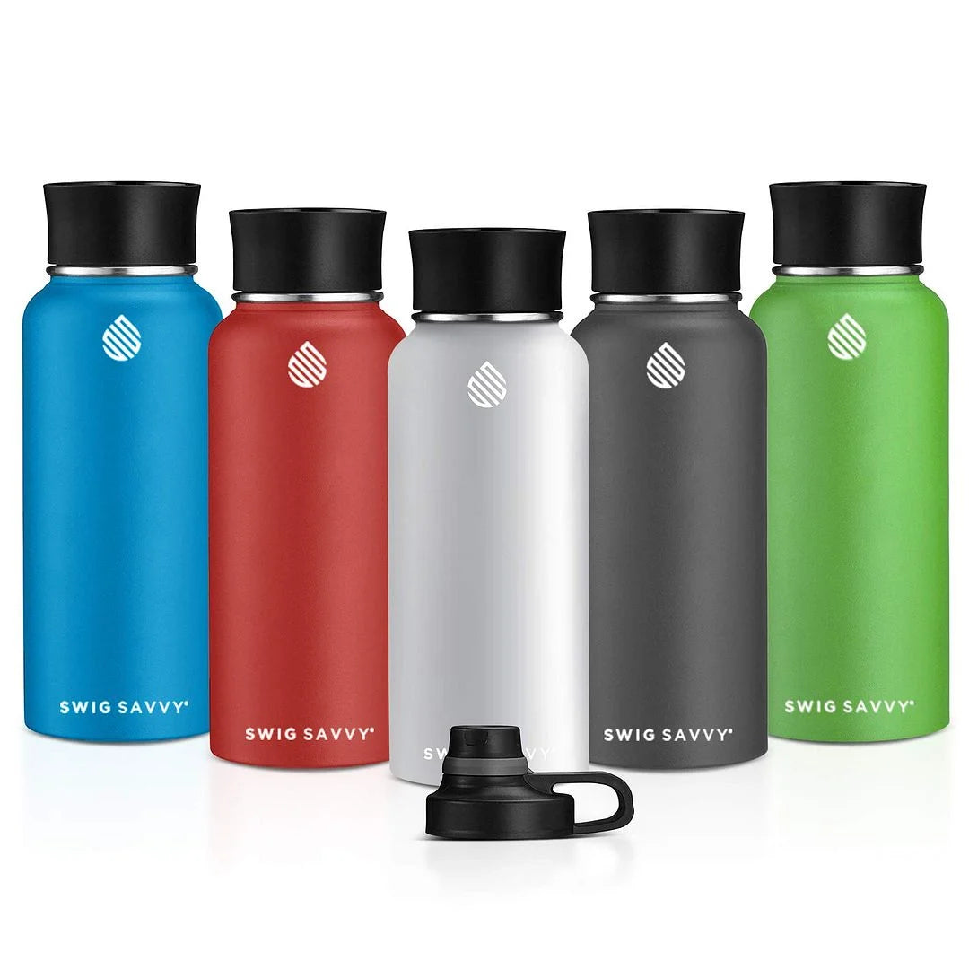 30oz Vacuum Insulated Stainless Steel Water Bottle with 2 Leakproof Lids X8375