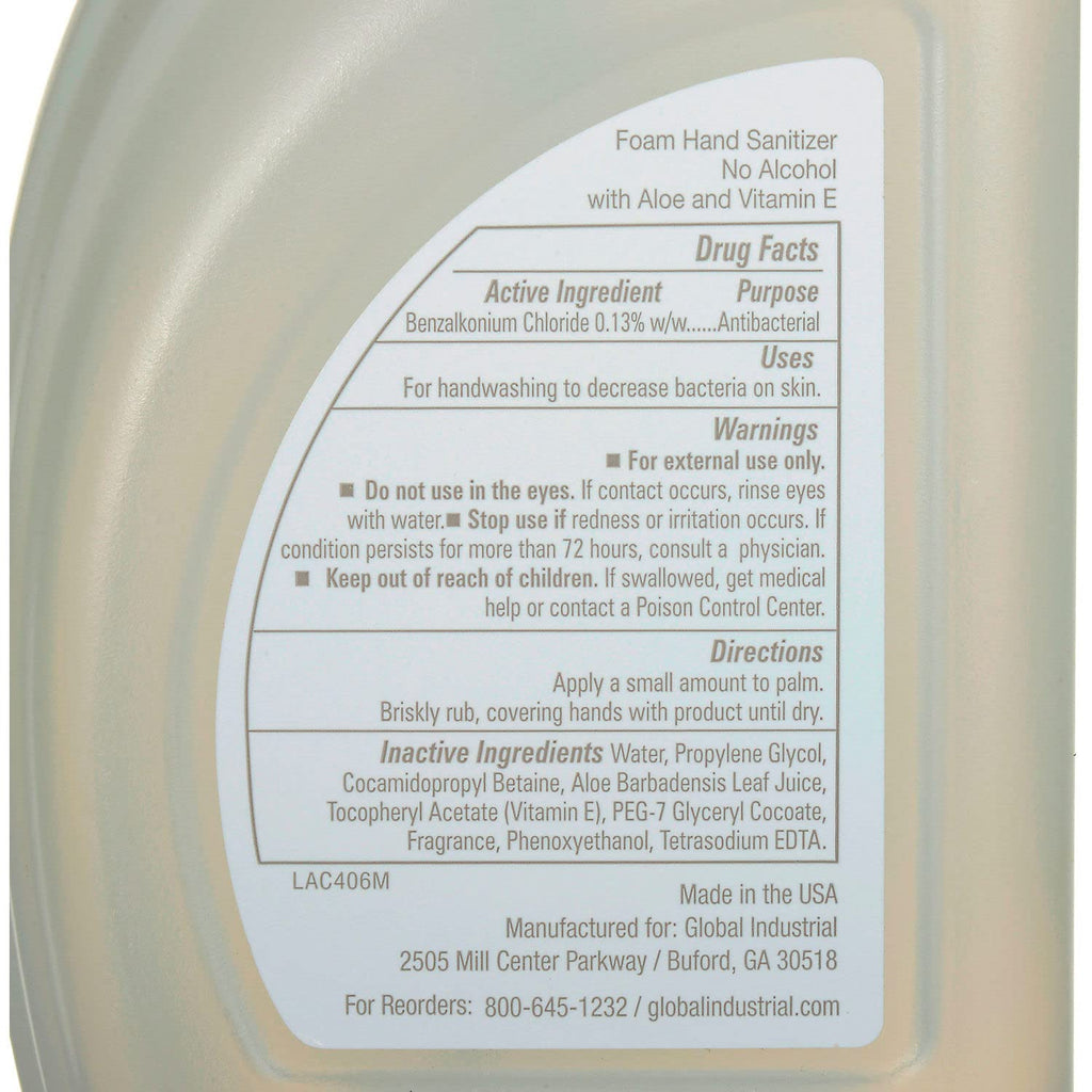 Foam Hand Sanitizer Alcohol Free, Linen Scent, 32 oz. Bottle, Pack of 2 G94176