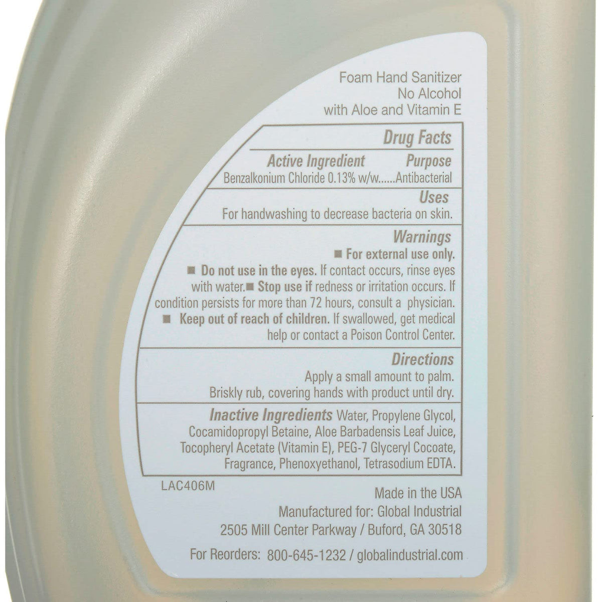 Foam Hand Sanitizer Alcohol Free, Linen Scent, 32 oz. Bottle, Pack of 2 G94176