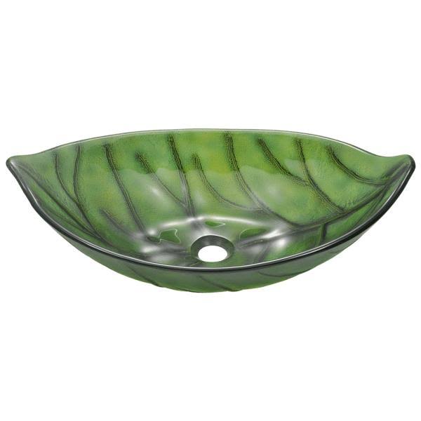 Green Coloured Glass Leaf Vessel Sink X87843