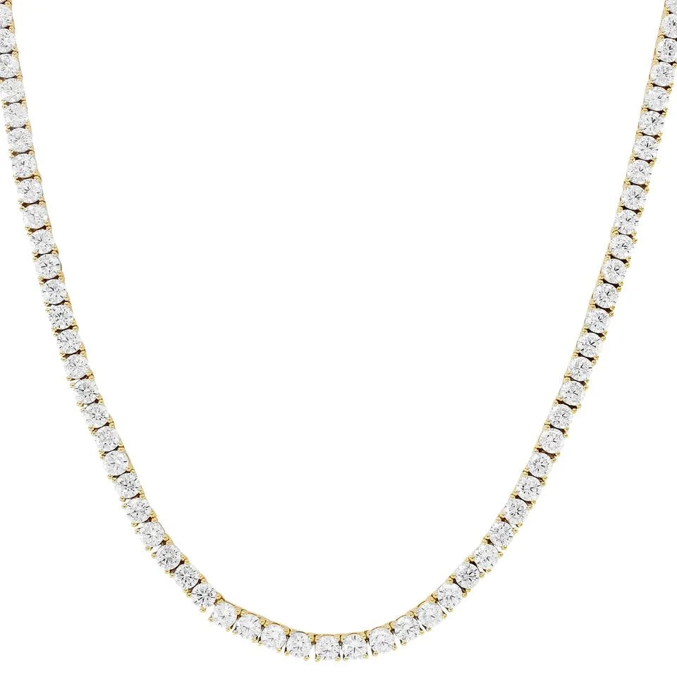 14K Gold Finish Tennis Chain Necklace 30" V959