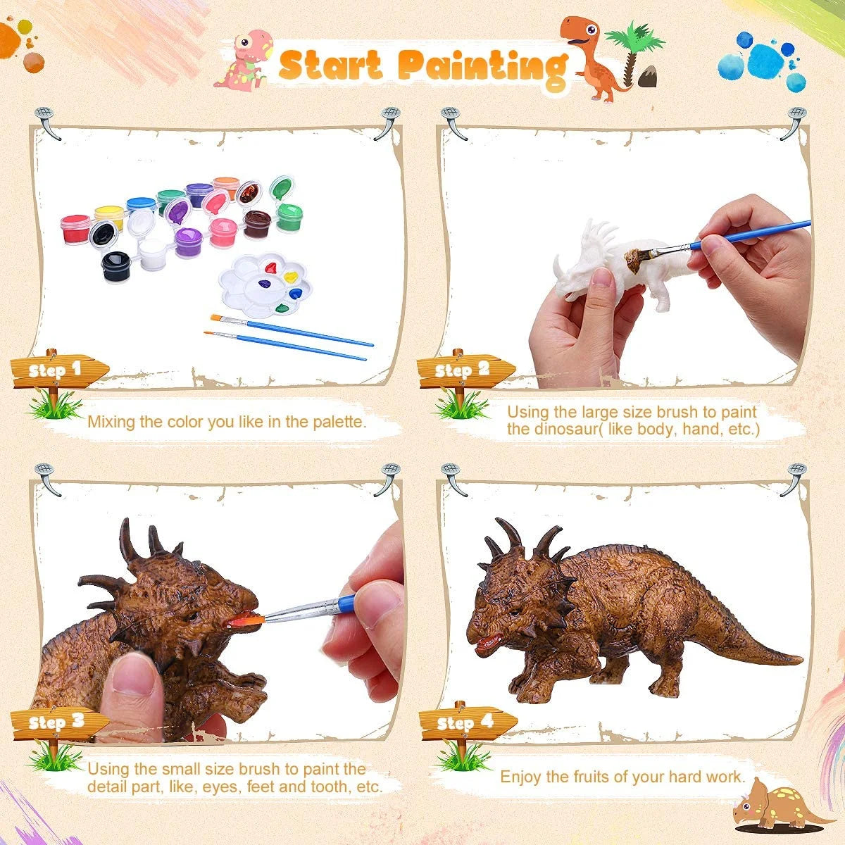 Kids Dinosaur Painting Kit with Play Mat X8532