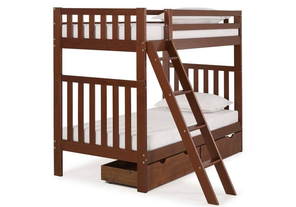 Twin Over Twin Bunk Bed with Storage Drawers, Dove Gray Q2029