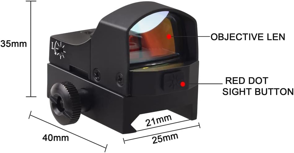 Red Dot Reflex Sight with Removable Picatinny Rail 2MOA 4 Brightness Levels U628