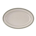 Oval Platter Wide Rim in Eggshell American White with Green Bands, Case of 36 O697498