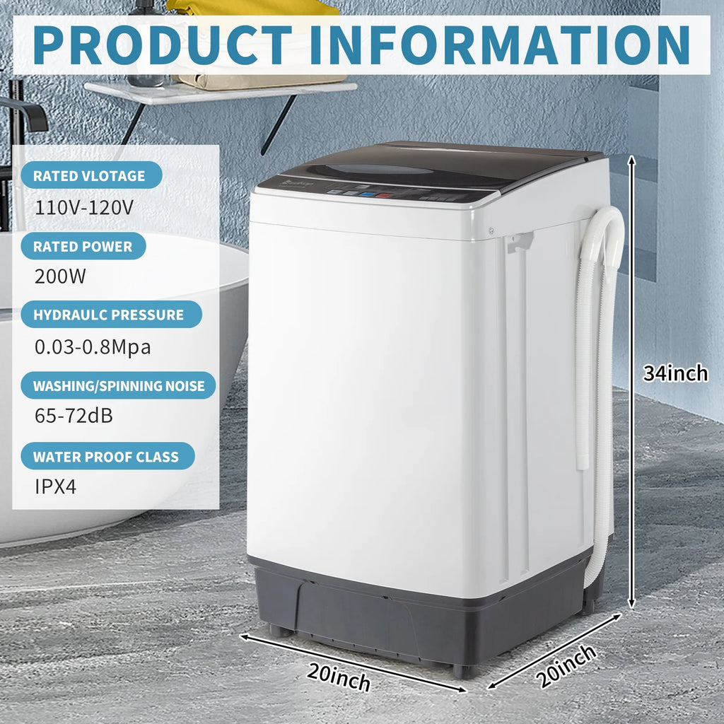 17.6 Lbs Capacity Top Load Portable Washing Machine with LED Display Q164