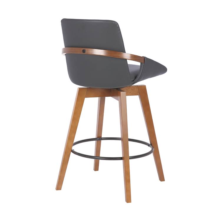Swivel Wood Bar or Counter Height Stool in Faux Leather I51981