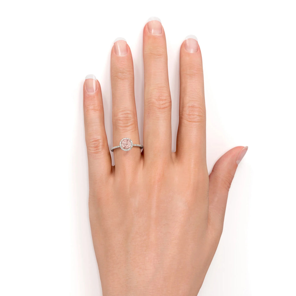 18K Gold Over Sterling Silver Morganite and Moissanite Engagement Ring Q893796