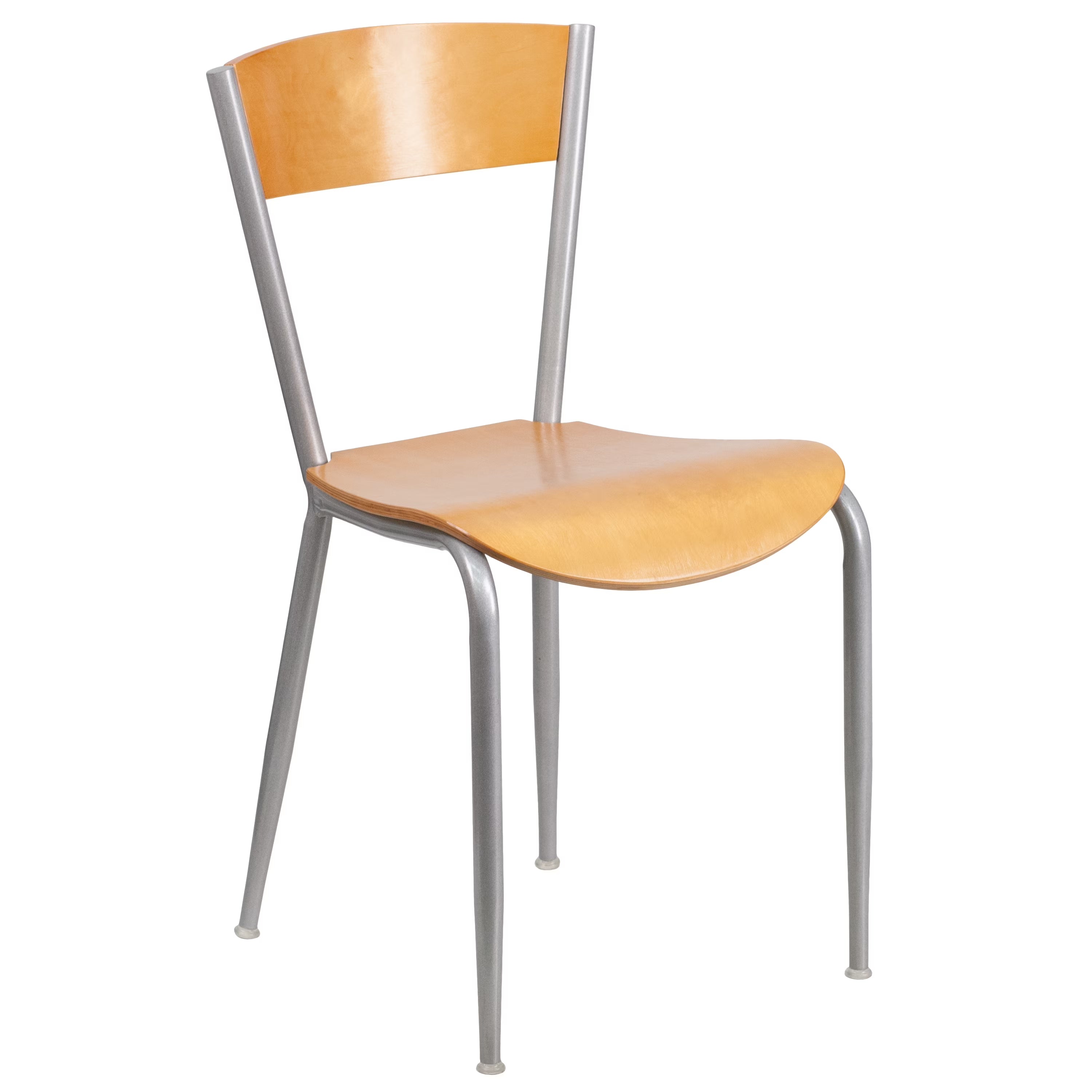 Silver Metal Restaurant Chair with Wood Back and Seat S56423