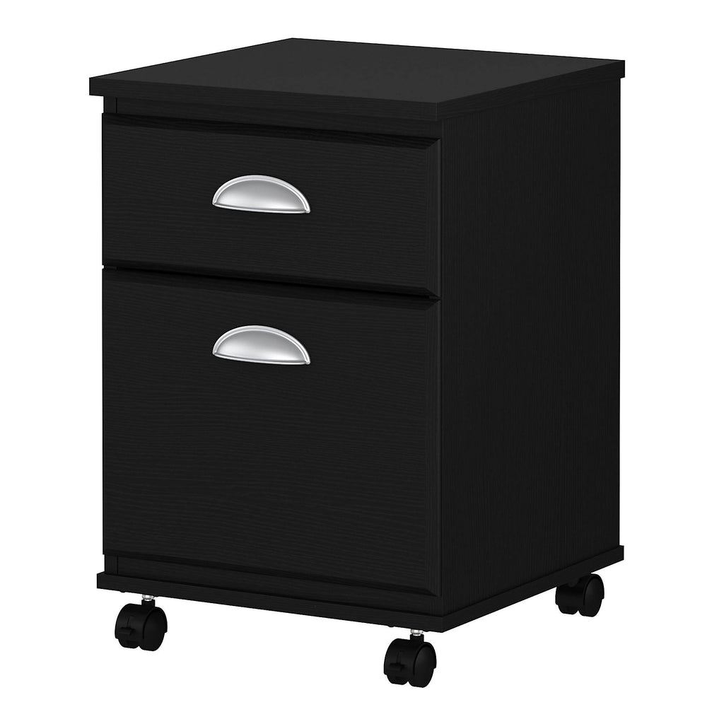 Black Suede Oak 2 Drawer Mobile File Cabinet E155