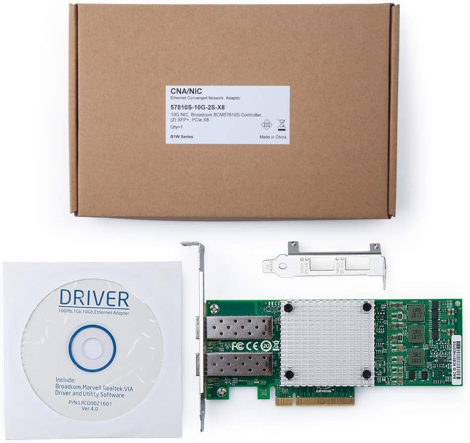 Dual SFP+ Ports PCI-E X 8 Fiber to Ethernet Server Adapter X57562