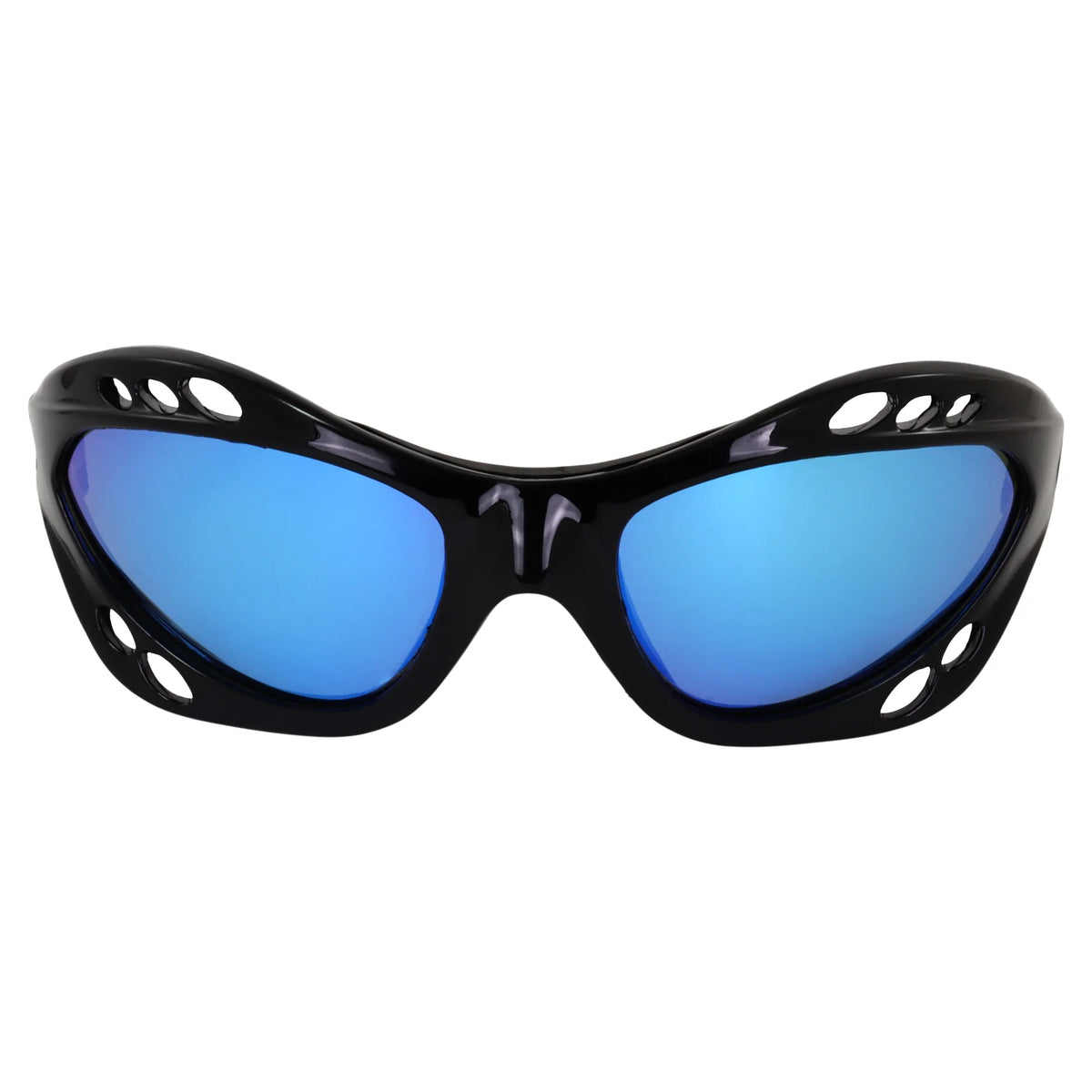 3 Pairs Padded Polarized Sunglasses with Strap Black Frame Blue Purple Green Mirror Lenses Z306462