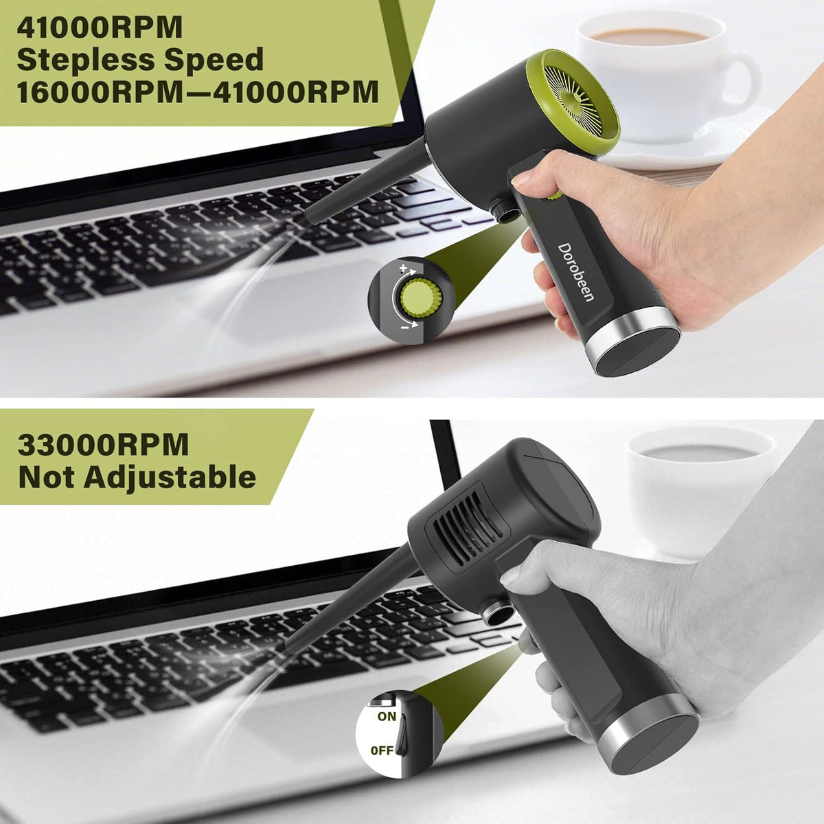 Compressed Air Duster, Cordless Handheld Air Blower, 41000RPM, Rechargeable, Pack of 2 J24363